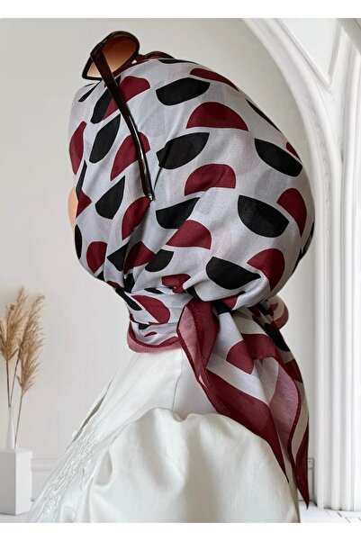 ESSLERA D وشاح ناعم منقوش باللون الأحمر الداكن