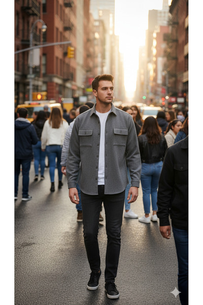 NO4 Oversize Erkek Kaşe Gömlek – Rahat ve Sıcak Kışlık Model, Unisex Tarz, Trend gömlek