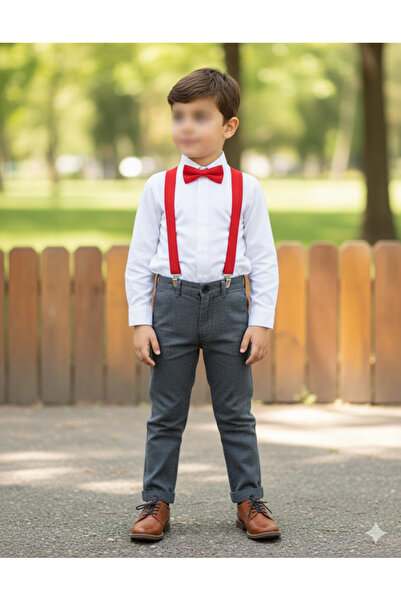 Jasminya Erkek Çocuk Kırmızı Papyon Seti
