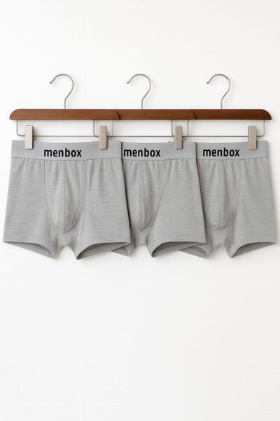 enmodaiçgiyim 3 τεμάχια γκρι ανδρικά μποξεράκια – βαμβακερά ελαστικό ύφασμα , άνετα εσώρουχα