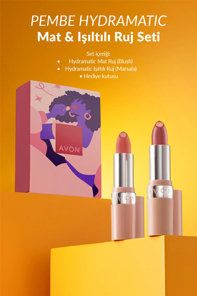 AVON Pembe Hydramatic Mat & Işıltılı Ruj Seti