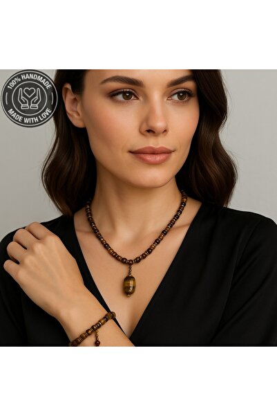 Asteria Elite Tiger Eye Jasper Stability, Peace and Self-Confidence Necklace Bracelet Set