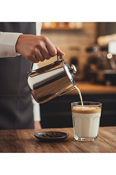 Arsel وعاء حليب باريستا من الفولاذ المقاوم للصدأ مع غطاء، سعة 0.30 لتر، جودة 304