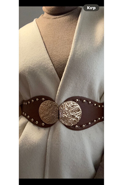 GREEY lastikli gold toka ve depolu elbise etek kemeri