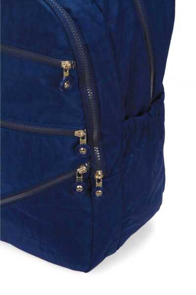 GreandBags Unisex Lacivert A Kalite Lüx Krınkıl Kumaş Ortaokul Lise Üniversite Çantası Spor Çantası