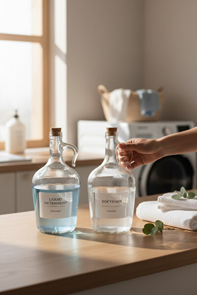 zezedesing زجاجة منظف سائل وغطاء من الفلين المزخرف بسعة 1500 مل (1.5 لتر)