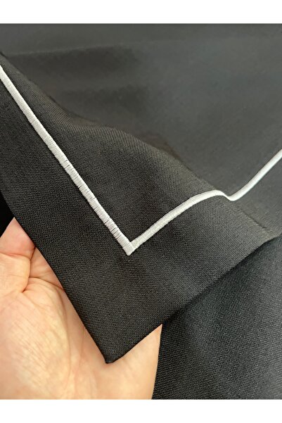 Zeren Home Piko Wrap Detailed Polyester Linen Carefree Tablecloth Black