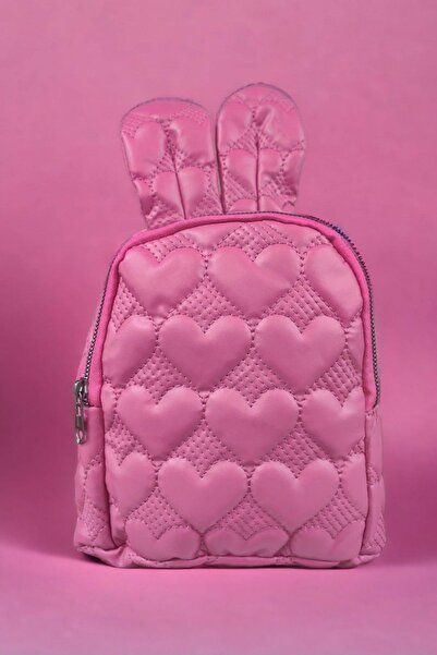 Genel Markalar Tavşan Kulak Kalp'li Kız Çocuk Çantası Kreş Boy