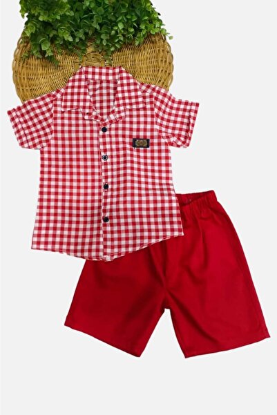 dinamik çocuk 2-Piece Set with Satin Shirt and Shorts for Boys - Summer, Pitta, Short Sleeve (FULL FIT)