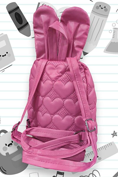 Genel Markalar Tavşan Kulak Kalp'li Kız Çocuk Çantası Kreş Boy