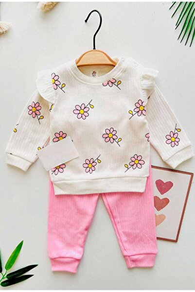 dinamik çocuk Papatya Raporlu Fitilli Kol Detaylı Kız Bebek Takımı Aylık Mevs...