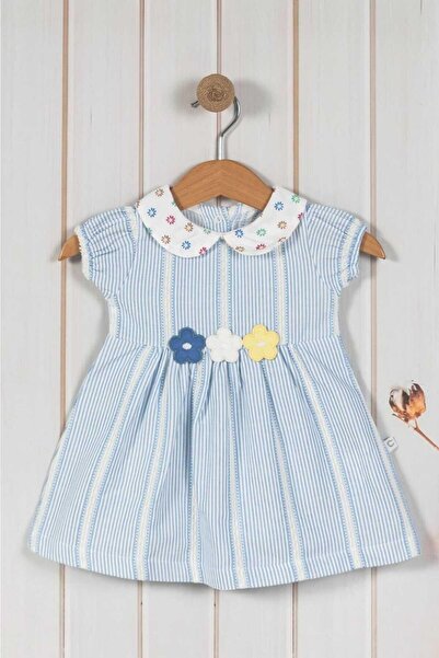 dinamik çocuk %100 Pamuk Kız Bebek/Çocuk Bebe Yaka Çiçekli Büzgü Kol Elbise O...