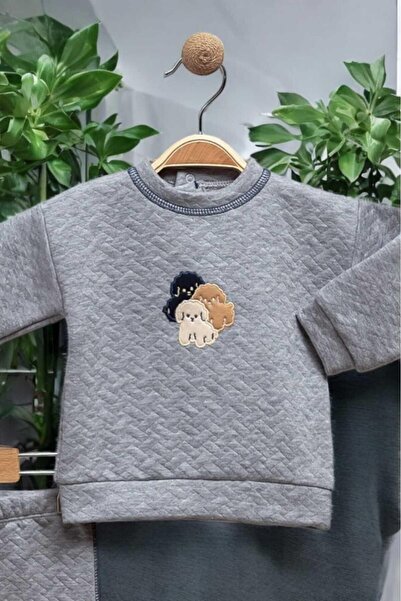 dinamik çocuk 0-2 Years Old Quilted Dog Embroidered Seasonal Set - 3 Thread No Ribbon