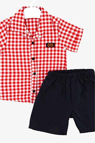 dinamik çocuk 2-Piece Set with Satin Shirt and Shorts for Boys - Summer, Pitta, Short Sleeve (FULL FIT)