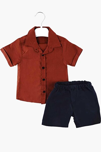 dinamik çocuk Αγόρια Slim καλοκαιρινό σατέν πουκάμισο και σορτς - κοντό μανίκ...