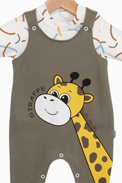 dinamik çocuk Baby Boy Long Sleeve Corduroy Fabric - Giraffe Printed, 0-3-6-9 Months