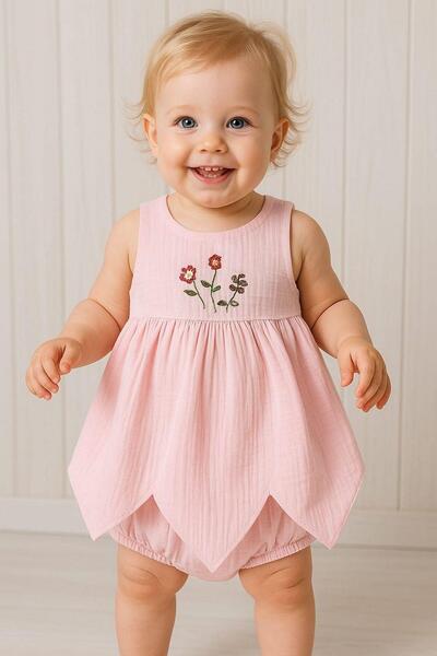 dinamik çocuk %100 Pamuk Kız Bebek/Çocuk Peri Elbise Nakışlı Eteği Parçalı + ...