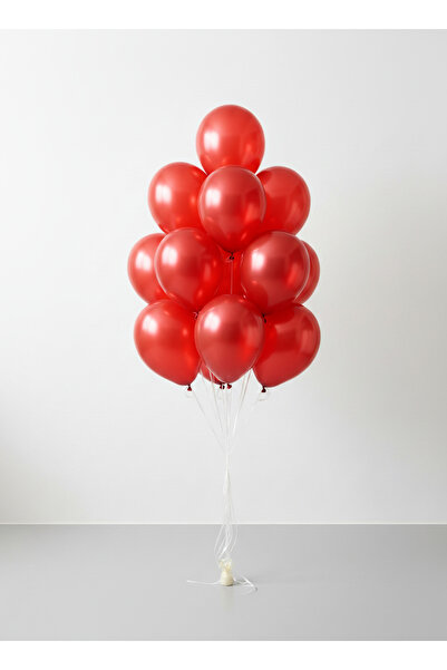 Noone Set of 50 Metallic Red Balloons 12 Inch (30 cm) | Helium Compatible, Party and Decoration Balloon