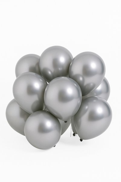 Noone Set of 20 Metallic Silver Balloons 12 Inch (30 cm) |   Helium Compatible, Party and Decoration Balloon