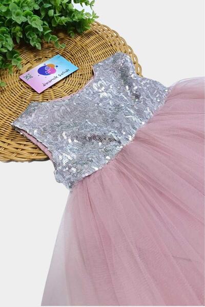 dinamik çocuk Kız Bebek/Çocuk Pullu Kolsuz Tütülü Kuyruklu Astarlı Elbise Özel Gün Düğün Doğum Günü Bayram Prenses