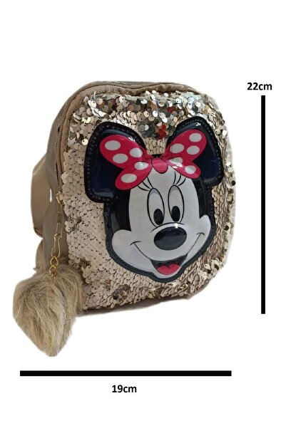 dinamik çocuk Kız Çocuk Işıklı Ponponlu Mickey Mouse Pullu Çocuk Sırt Çantası...