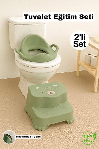Funny Life 2'li Tuvalet Eğitim Seti - Basamaklı Çocuk Taburesi ve Kulplu Kloz...