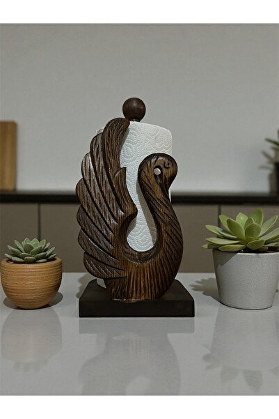 Asgard Ahşap Oyma Peçetelik / Kağıt Rulo Havluluk / Kuğu Desen