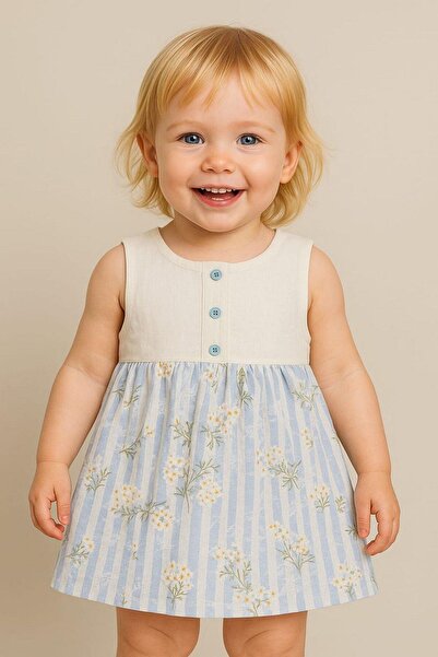 dinamik çocuk Baby Girl/Child Sleeveless Summer Muslin Dress with Embossed Em...