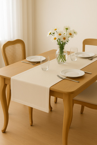 Findify Store Gardenya Linen Cream Runner Luxury Stylish Decorative Tablecloth 35X150 cm