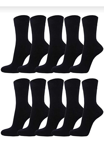 Gezen Çorap 10 Çift Siyah Soket Çorap | Terletmeyen, Kokusuz, Unisex Pamuklu Günlük Çorap Seti
