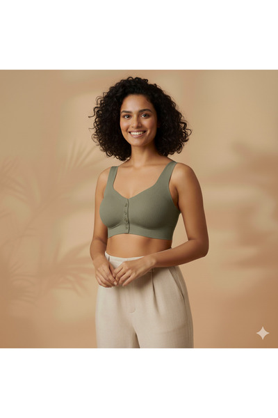 HS İÇ GİYİM Women's Wide Strap Openable Button Patterned Padded Unwired Unpad...