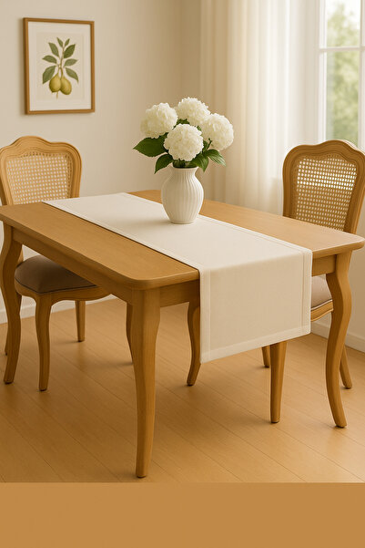 DNRYSL Luxury Gardenia Linen Runner Stylish Decorative Tablecloth 35X150 cm