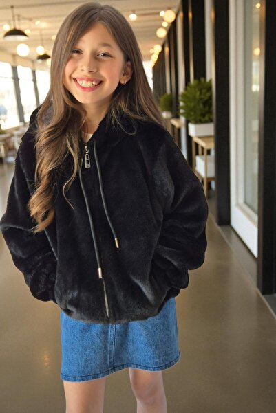 QUB CLUB Kız Çocuk Peluş Ceket Mont 2 Beden Büyük Tercih Edebilirsiniz