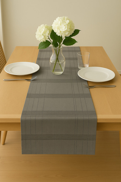 DNRYSL Jasmin Linen Gray Bohemian Stylish Tablecloth Runner 35X150 cm