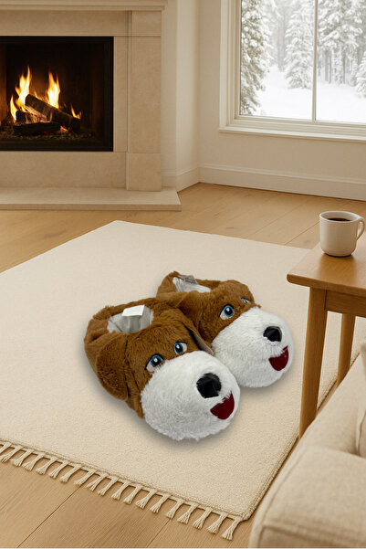 Butik Kahverengi Köpek Figürlü Panduf