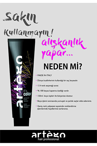 Artego Saç Boyası 150ml | No -7.41 IT'S COLOR ORTA KUMRAL BAKIR KÜLLÜ