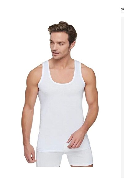 GÜMÜŞ Men's White Stylish Comfortable Casual Tank Top