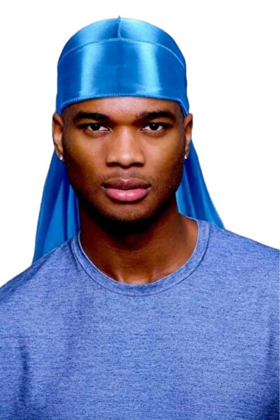 ESUSO Shiny Satin Fabric - 11 Colors Durag Bandana and Headband, Blue