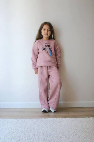 aybabykids Stitch με τύπωμα 3 Thread Ş επένδυση fleece Σετ αθλητικής φόρμας για κορίτσια Σετ δύο τεμαχίων