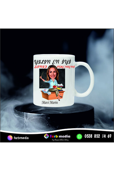 FARB MEDİA KİŞİYE ÖZEL KARİKATÜR ÖĞRETMEN KUPA BARDAK1