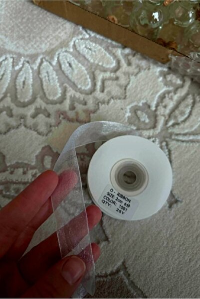 yörük tuhafiye White Organza Tulle Ribbon ((1 Piece)), 2 Cm, 25 Meters Organized Chiffon Ribbon, Tulle Ribbons,