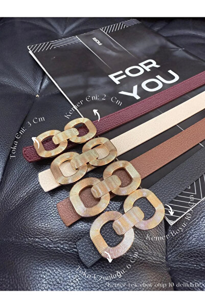 Fiori 4’lü Çift Tokalı Kadın Pantolon Kemeri, Ceket Kemeri, Gömlek Kemeri, El...