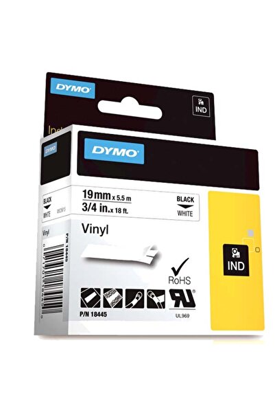 Dymo Rhino Pro Label Color Vinyl 19 Mmx5,5 Mt Black on White 18445