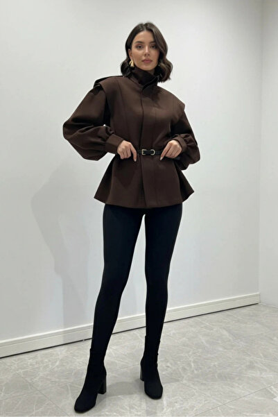 SUN STYLE Специално проектирана яке с волани, колан и скрити копчета - Подплатено