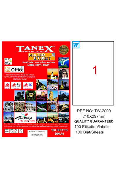 Tanex Laserska etiketa 100 YP 210x297 Laser-Copy-Inkjet TW-2000