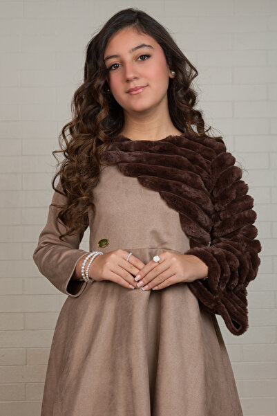 arushi Enchanting Winter Dress with Attached Fur Jacket and Asymmetric Sleeve