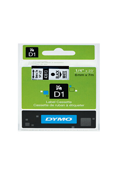 Dymo D1 Şerit Standart 6 MMx7 MT Beyaz Üzerine Siyah 43613