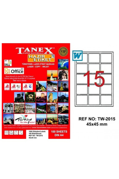 Tanex Laserska etiketa 100 YP 45x45 Laser-Copy-Inkjet TW-2015