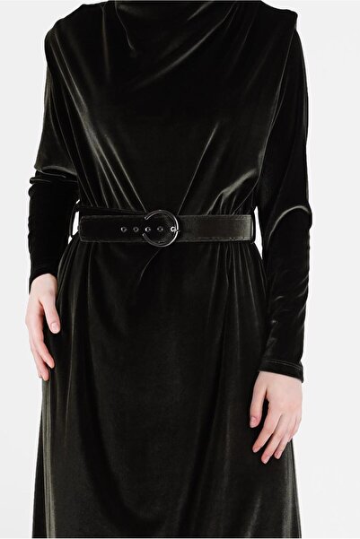 Alvina BELİ KUŞAKLI KADİFE ELBİSE 42416