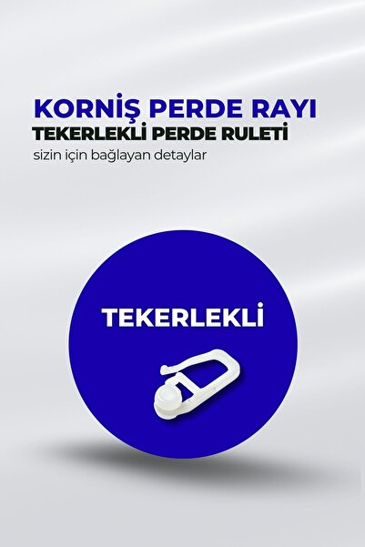 Kornişsan 100 Adet Korniş Perde Rayı Tekerlekli Perde Ruleti